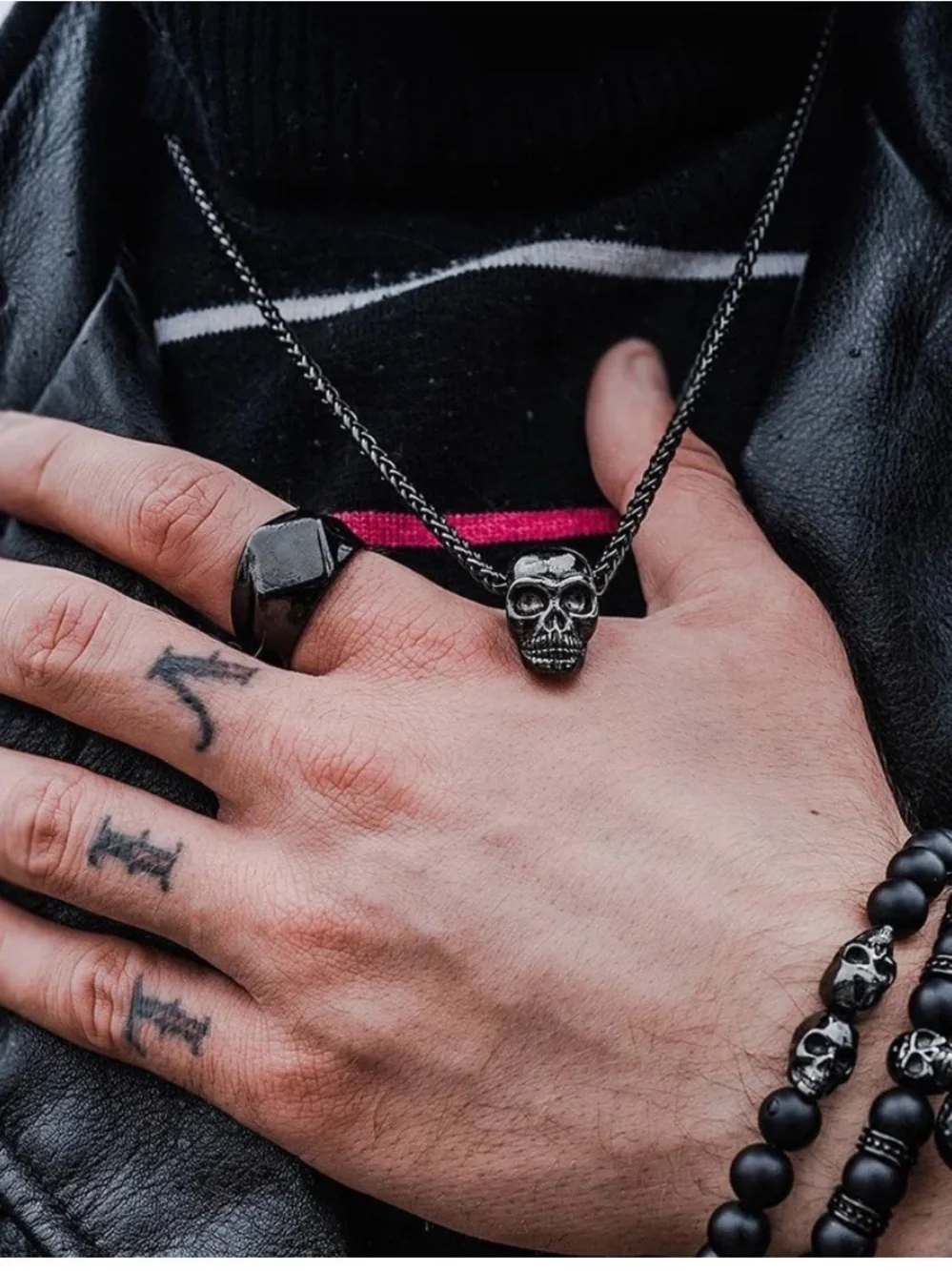 SkeletonHD Titan Skull Pendant Chain Matte Black Stainless Steel Necklace